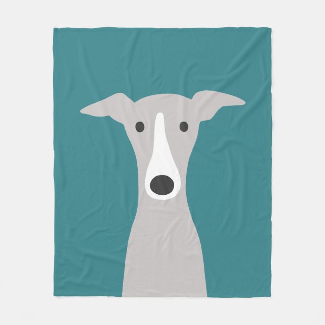 Cute Greyhound | Italian Greyhound | Whippet Dog Fleece Blanket (Front)