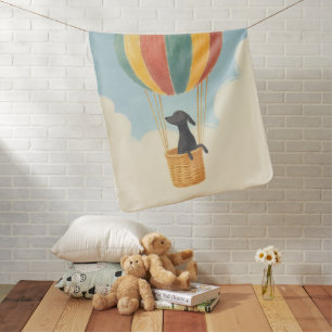 Cute Greyhound Puppy Balloon Pastel Baby Blanket