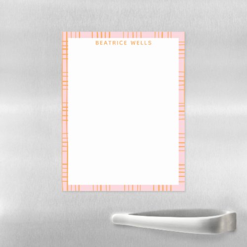 Cute Grid Lines Pattern Pastel Pink Personalized Magnetic Dry Erase Sheet