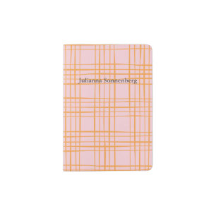 Cute Grid Lines Pattern Pastel Pink Personalized Passport Holder
