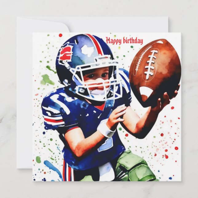 Cute Gridiron  Watercolor Splash Birthday  Card (Front)