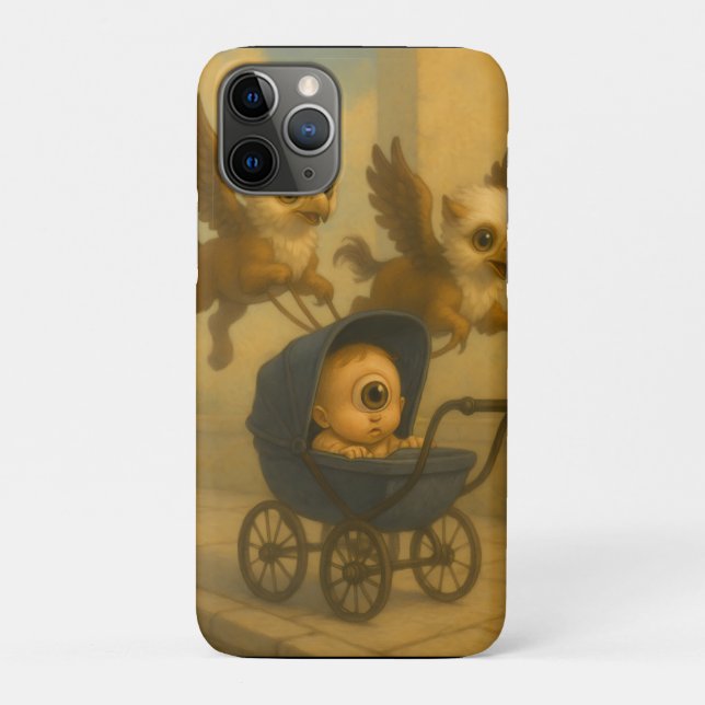 Cute Griffins & Baby Cyclops Mythology Fantasy Art Case-Mate iPhone Case (Back)