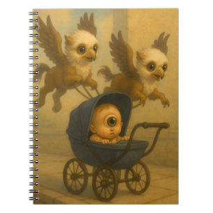 Cute Griffins & Baby Cyclops Mythology Fantasy Art Notebook