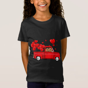 Cute Griffon Brussels Riding Red Truck Love Valent T-Shirt