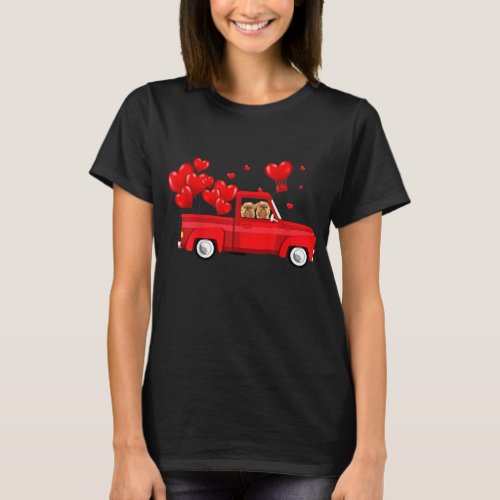 Cute Griffon Brussels Riding Red Truck Love Valent T_Shirt