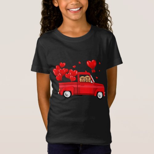 Cute Griffon Brussels Riding Red Truck Love Valent T_Shirt