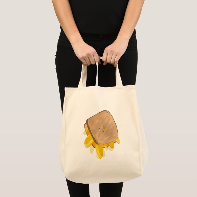 Cute Grilled Cheese Dripping Sandwich Tote Bag (Front (Product))