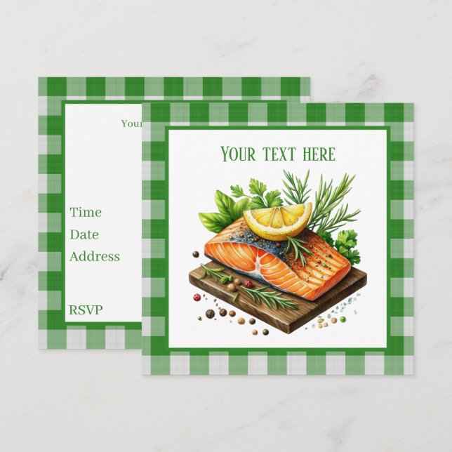 Cute grilled fish party  invitation (Front/Back)