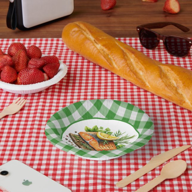 Cute grilled fish party paper bowls (Picnic)