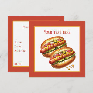Cute grilled hotdog party  invitation