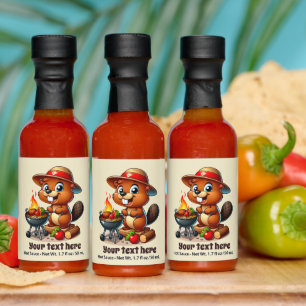 Cute grilling beavers add text  hot sauces
