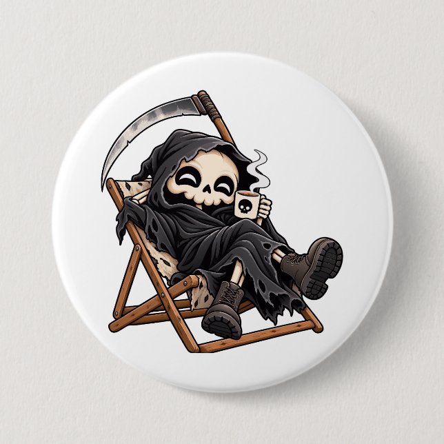 Cute grim reaper dark humor button (Front)