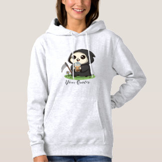 Cute Grim Reaper Drinking Boba Tea Hoodie