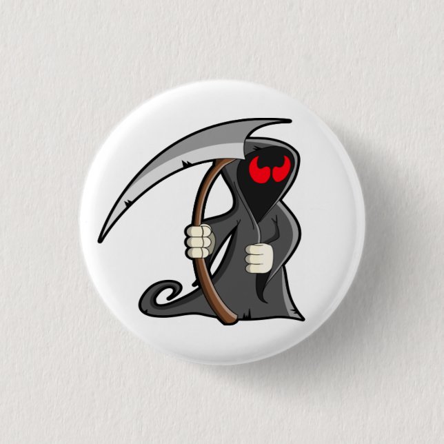 Cute Grim Reaper Halloween Friendly Death Pinback Button (Front)