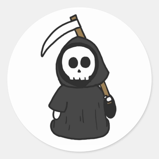 Cute Grim Reaper Halloween Sticker (Front)