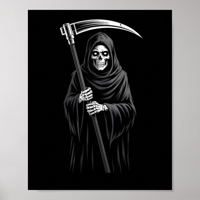 Cute Grim Reaper Spooky Grave Candy Digger Monster Poster (Front)
