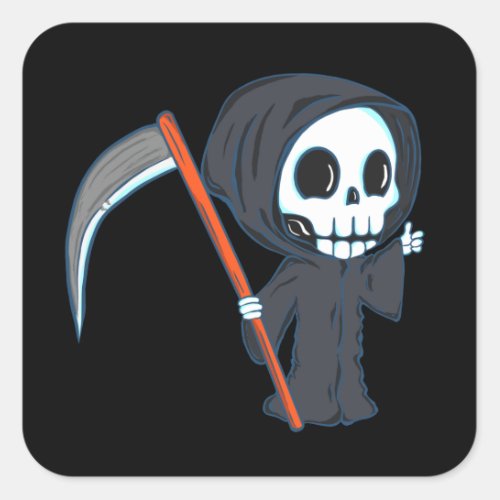 Cute Grim Reaper Square Sticker