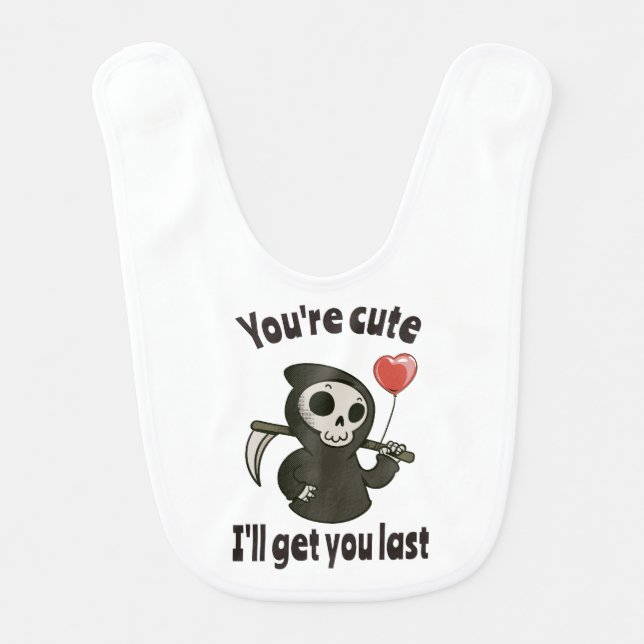 Cute Grim Reaper with romantic heart Baby Bib (Front)