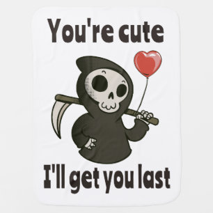 Cute Grim Reaper with romantic heart Baby Blanket