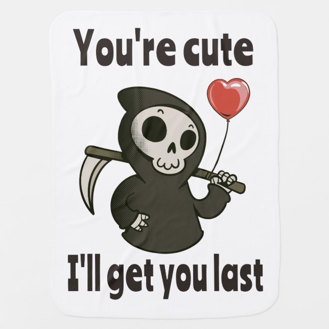 Cute Grim Reaper with romantic heart Baby Blanket (Front)