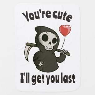 Cute Grim Reaper with romantic heart Baby Blanket