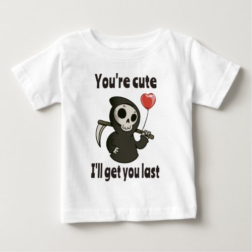 Cute Grim Reaper with romantic heart Baby T_Shirt