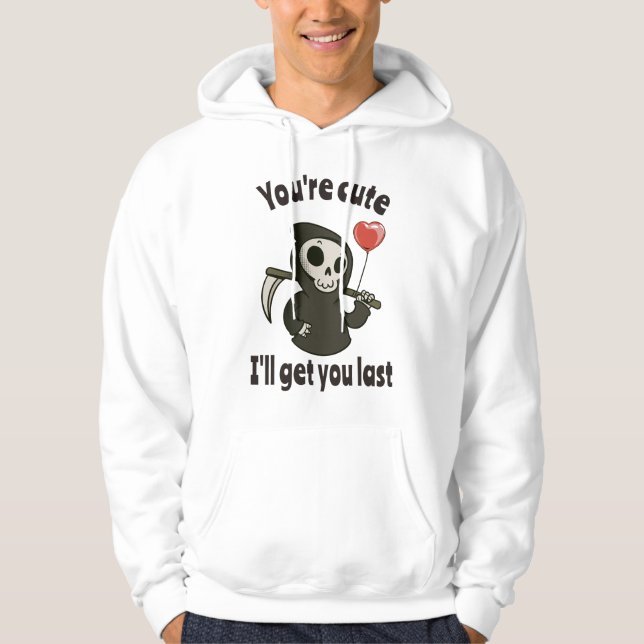 Cute Grim Reaper with romantic heart Hoodie (Front)