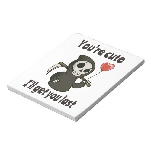 Cute Grim Reaper with romantic heart Notepad