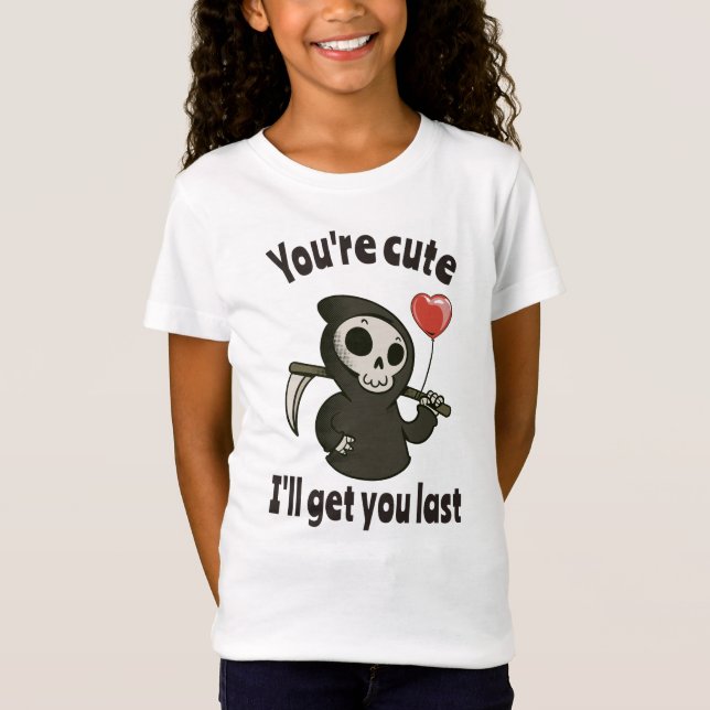 Cute Grim Reaper with romantic heart T-Shirt (Front)