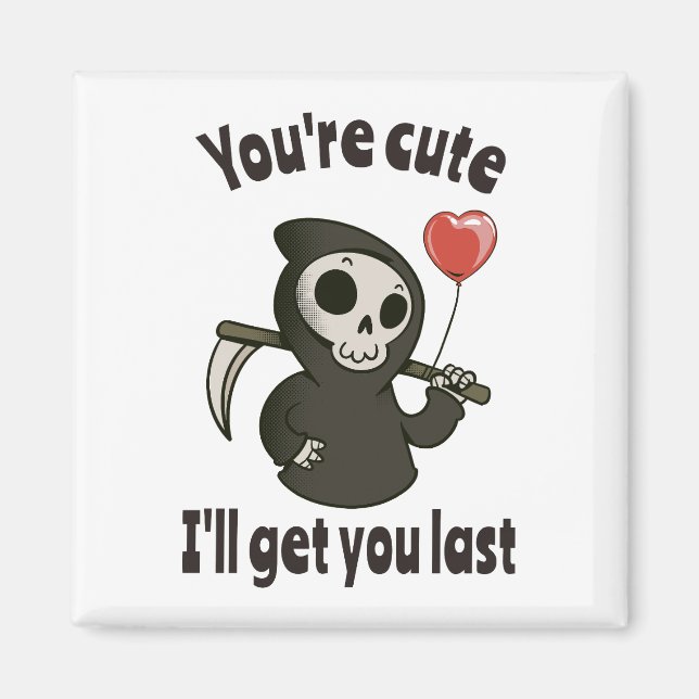 Cute Grim Reaper with romantic lovely heart Magnet (Front)