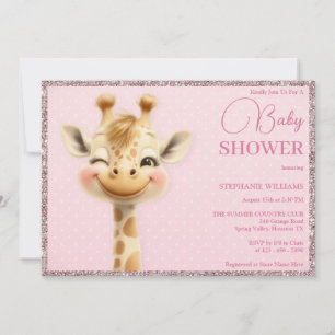 Cute Grinning Baby Giraffe, Baby Shower Invitation