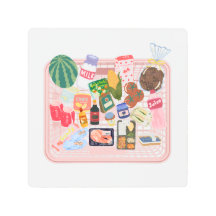Cute Grocery Basket Metal Wall Art | Kawaii