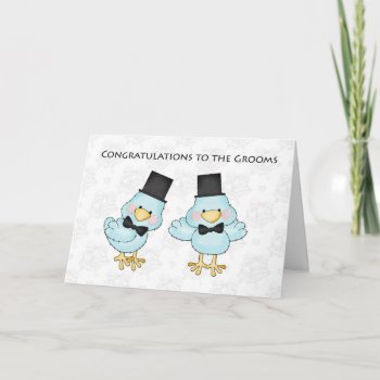 Cute Groom Birds  Gay Men Wedding Congratulations Card by StarStock at Zazzle