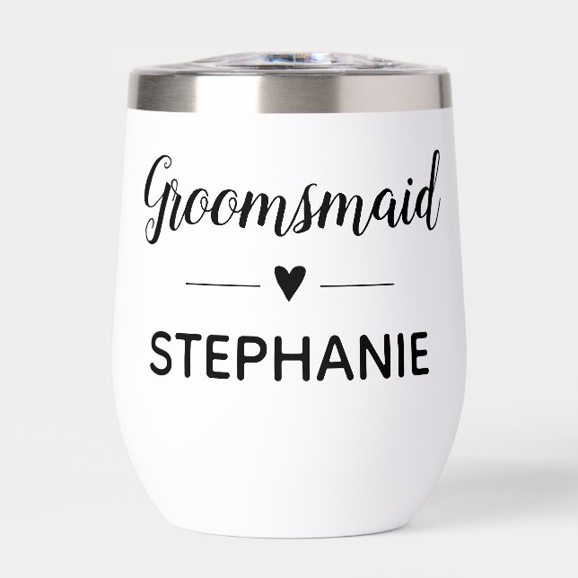Cute Groomsmaid Gift Wedding Thermal Wine Tumbler (Front)