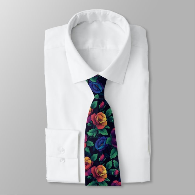 Cute Groomsman Gift Rose Neck Tie (Tied)
