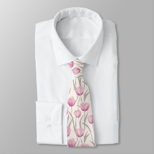 Cute Groomsmen Tulip Flower Neck Tie (Tied)