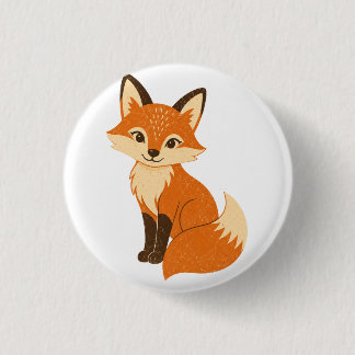 Cute Groovy Autumn Fox Button