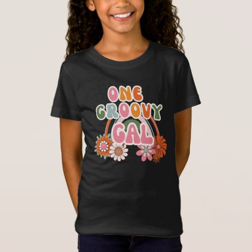 Cute Groovy Baby Girl Bday Vintage Rainbow Flower T_Shirt