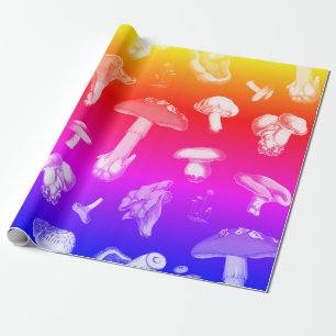 Cute Groovy Cottagecore Forest Mushrooms Wrapping Paper
