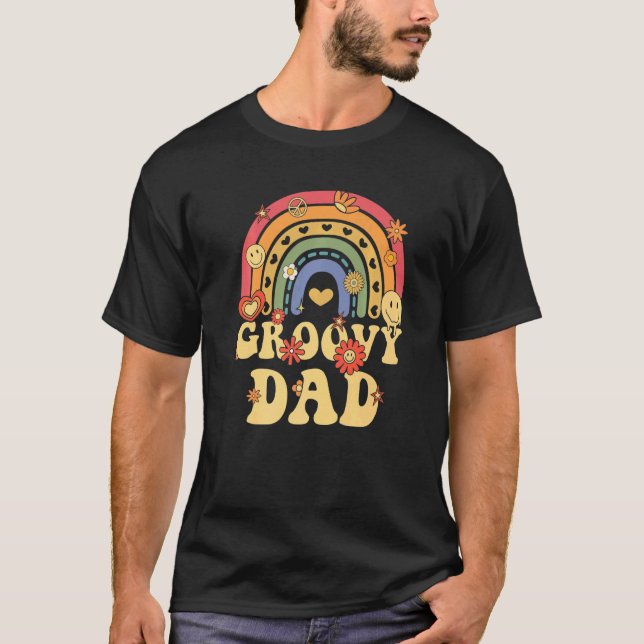 Cute Groovy Dad Retro Groovy Rainbow T-Shirt (Front)