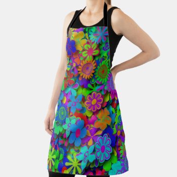 Cute Groovy Flowers Garden Apron by ZionMade at Zazzle