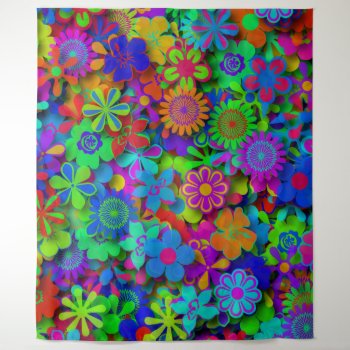 Cute Groovy Flowers Garden Tapestry by ZionMade at Zazzle
