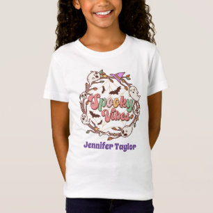 Cute Groovy Ghost, spooky vibes, halloween T-Shirt