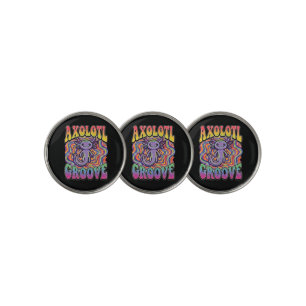 Cute Groovy Hippie Axolotl Retro 70s Rainbow Art Golf Ball Marker