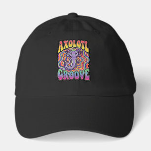 Cute Groovy Hippie Axolotl Retro 70s Rainbow Art Hat