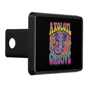 Cute Groovy Hippie Axolotl Retro 70s Rainbow Art Hitch Cover