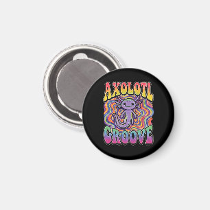 Cute Groovy Hippie Axolotl Retro 70s Rainbow Art Magnet