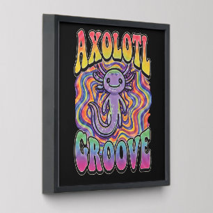 Cute Groovy Hippie Axolotl Retro 70s Rainbow Art Peel And Stick Photo Tile