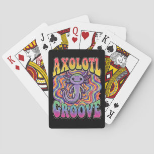 Cute Groovy Hippie Axolotl Retro 70s Rainbow Art Poker Cards