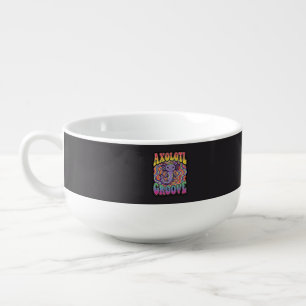 Cute Groovy Hippie Axolotl Retro 70s Rainbow Art Soup Mug